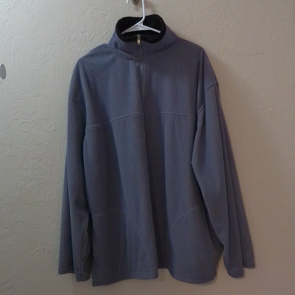 Vintage Reservoir Clothing Sportswear Quarter-Zip Fleece — Ribbed Gray / XL